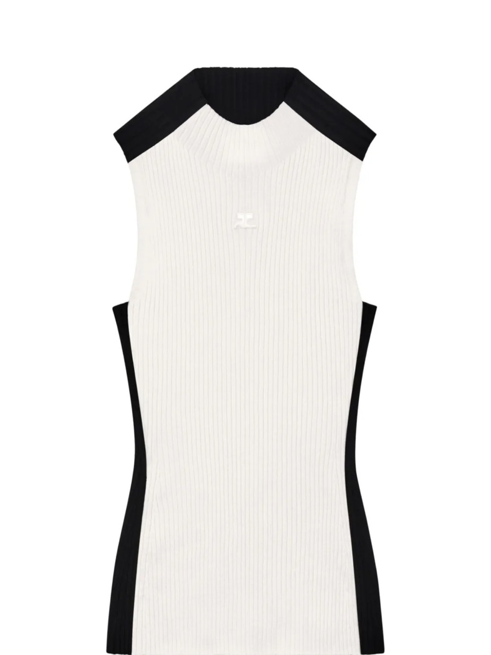 Courreges Cowl Neck sleeveless sweater - White & Black